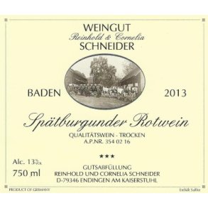 #2013 Schneider Sptburgunder Rotwein Trocken *** (RD)