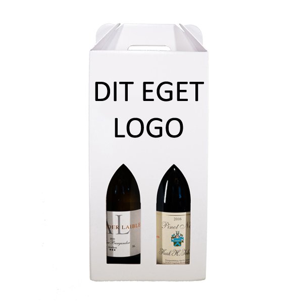 Vinkarton 2 flasker, Hvid m. DIT EGET Logo