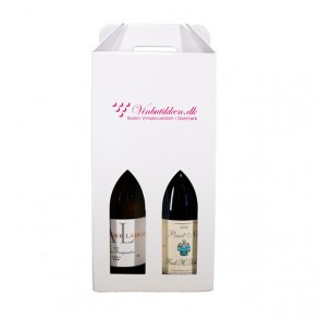Vinkarton 2 flasker, Hvid m. Vinbutikken Logo