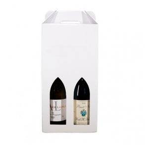 Vinkarton 2 flasker, Hvid u. Logo